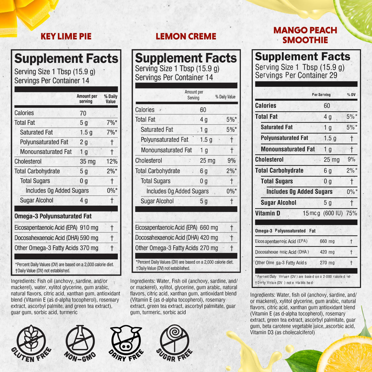 Barlean's Huile de Poisson Omega-3 Liquide 1500mg étiquette et informations