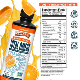 Barlean's Huile de Poisson Orange Crème 2400mg avec des ingrédients naturels