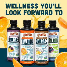 Barlean's Huile de Poisson Orange Crème 2400mg échantillon sur une cuillère