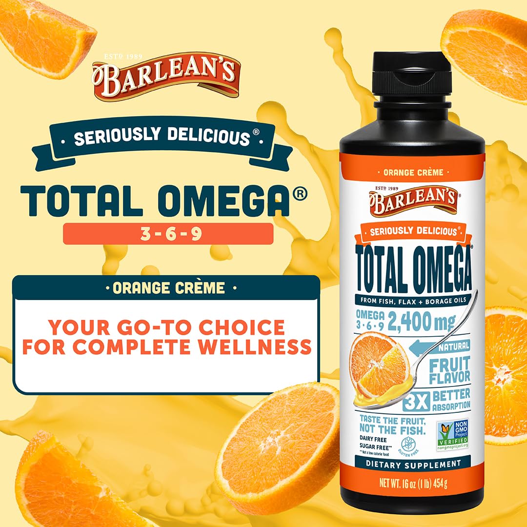 Barlean's Huile de Poisson Orange Crème 2400mg étiquette et dosage