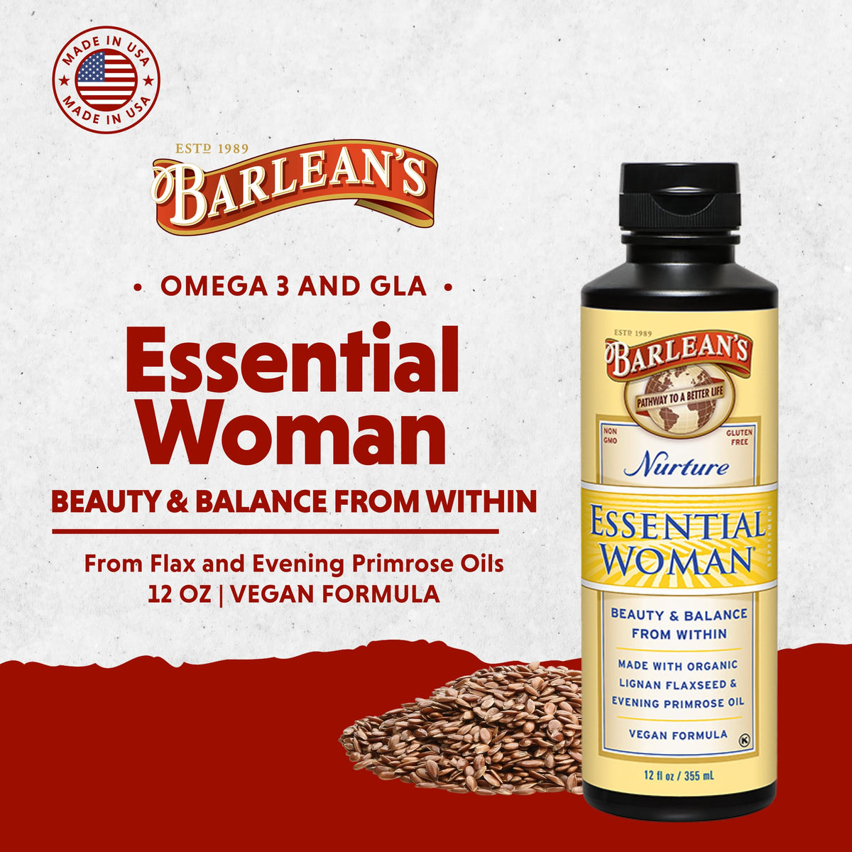 Barlean's Huile Essentielle Femme 12 oz bouteille vue arrière
