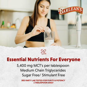 Barlean's huile MCT à la noix de coco 16 oz avec ingrédients