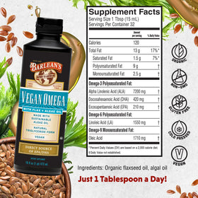 Barlean's Huile Végétale Omega 3 6 9 490g étiquette