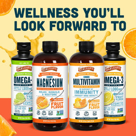 Barlean's Magnesium Citrate Liquide à côté d'un bol de yaourt
