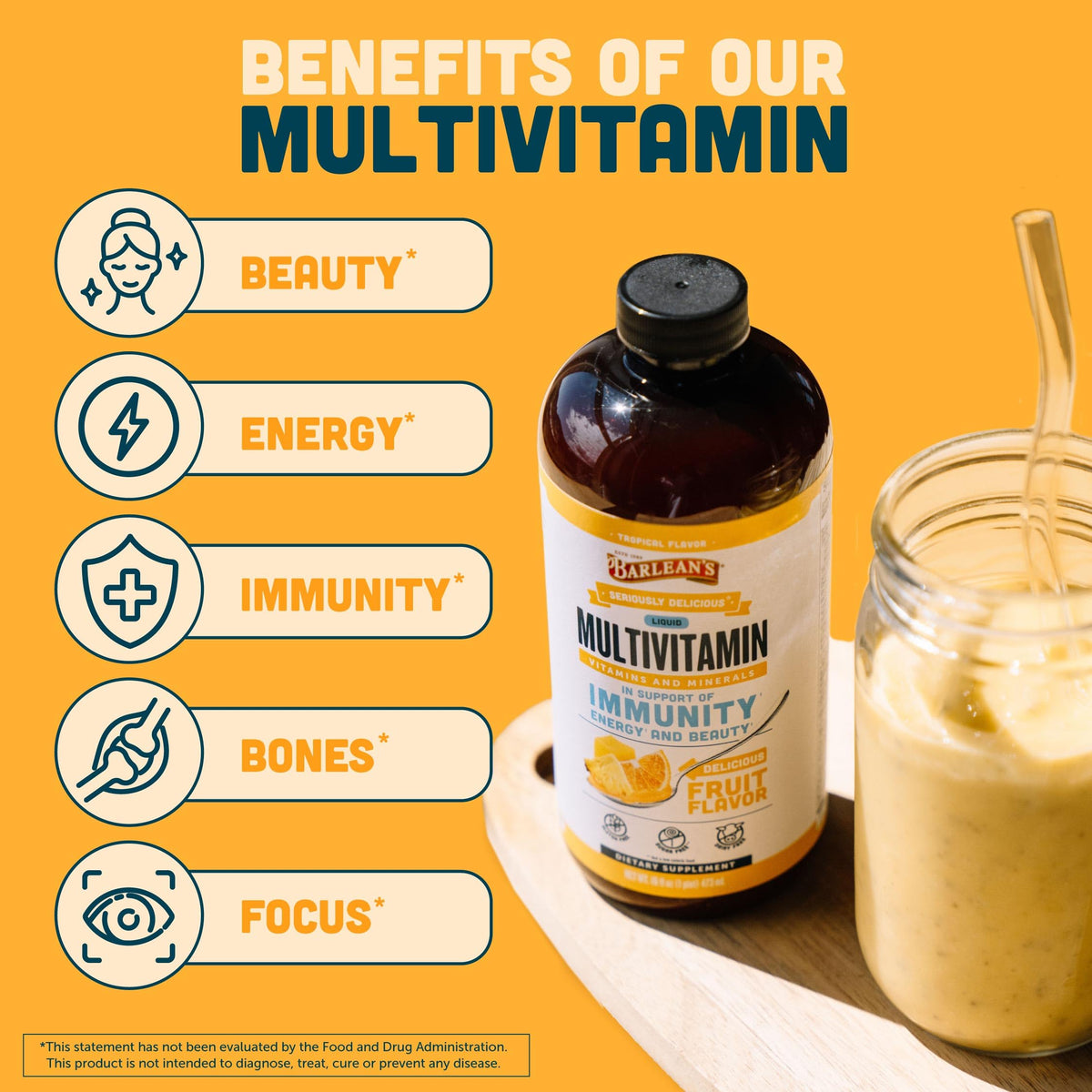 Barlean's Multivitamine Liquide Tropical 480ml en contexte de petit déjeuner