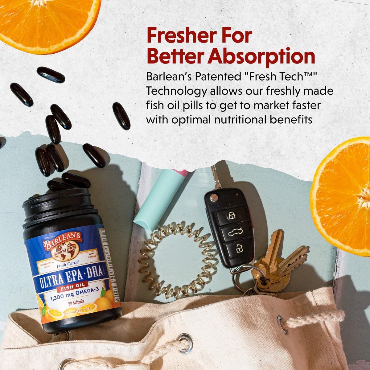 Barlean's Omega-3 capsules close-up