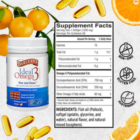 Barlean's Omega 3 gélules 1000 mg dans leur emballage d'origine