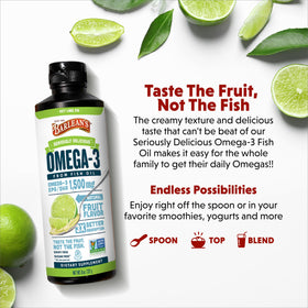 Barlean's Omega-3 Huile de Poisson 1500mg 8oz avec cuillère