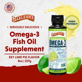 Barlean's Omega-3 Huile de Poisson 1500mg 8oz étiquette
