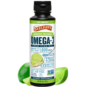 Barlean's Omega-3 Huile de Poisson 1500mg 8oz vue de face