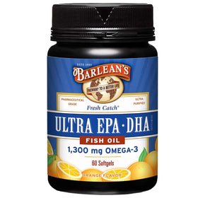 Barlean's Omega-3 Huile de Poisson Orange 1300mg capsules front view