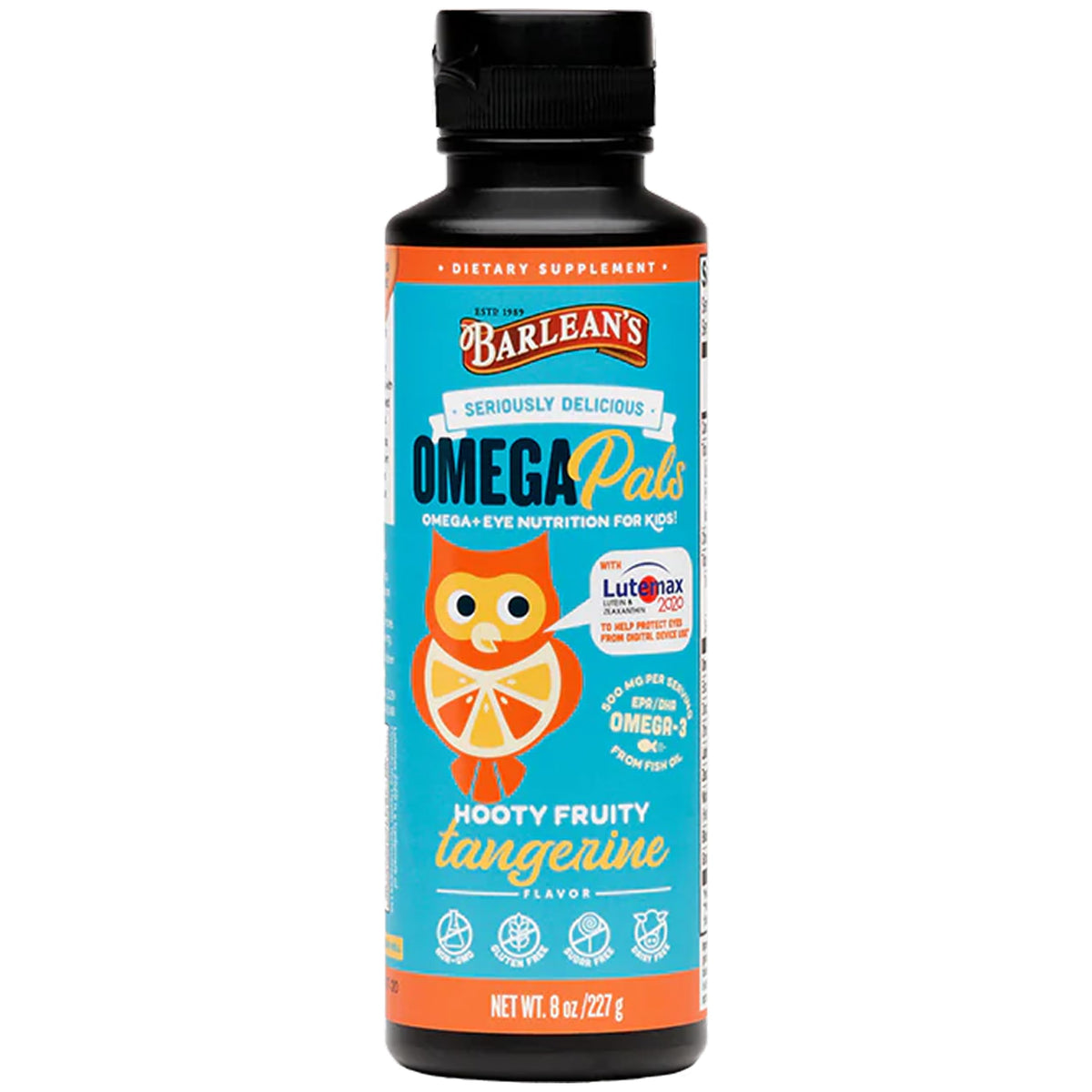 Barlean's Omega Pals Complément Alimentaire Liquide Saveur Mandarine vue avant