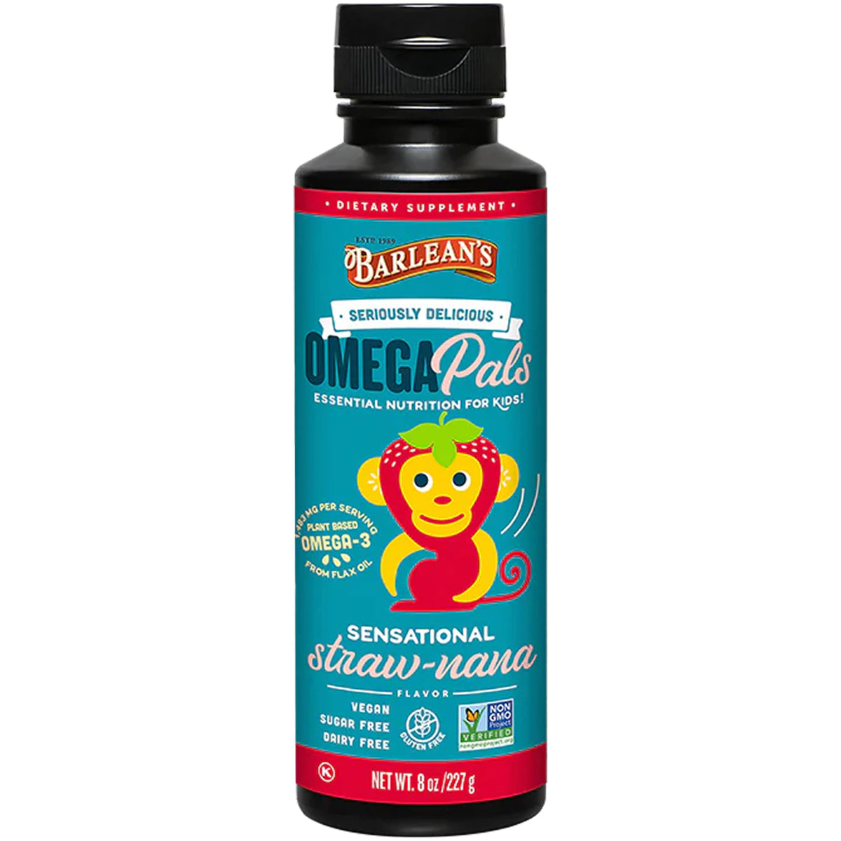 Barlean's Omega Pals Kids Omega-3 8oz bouteille avant
