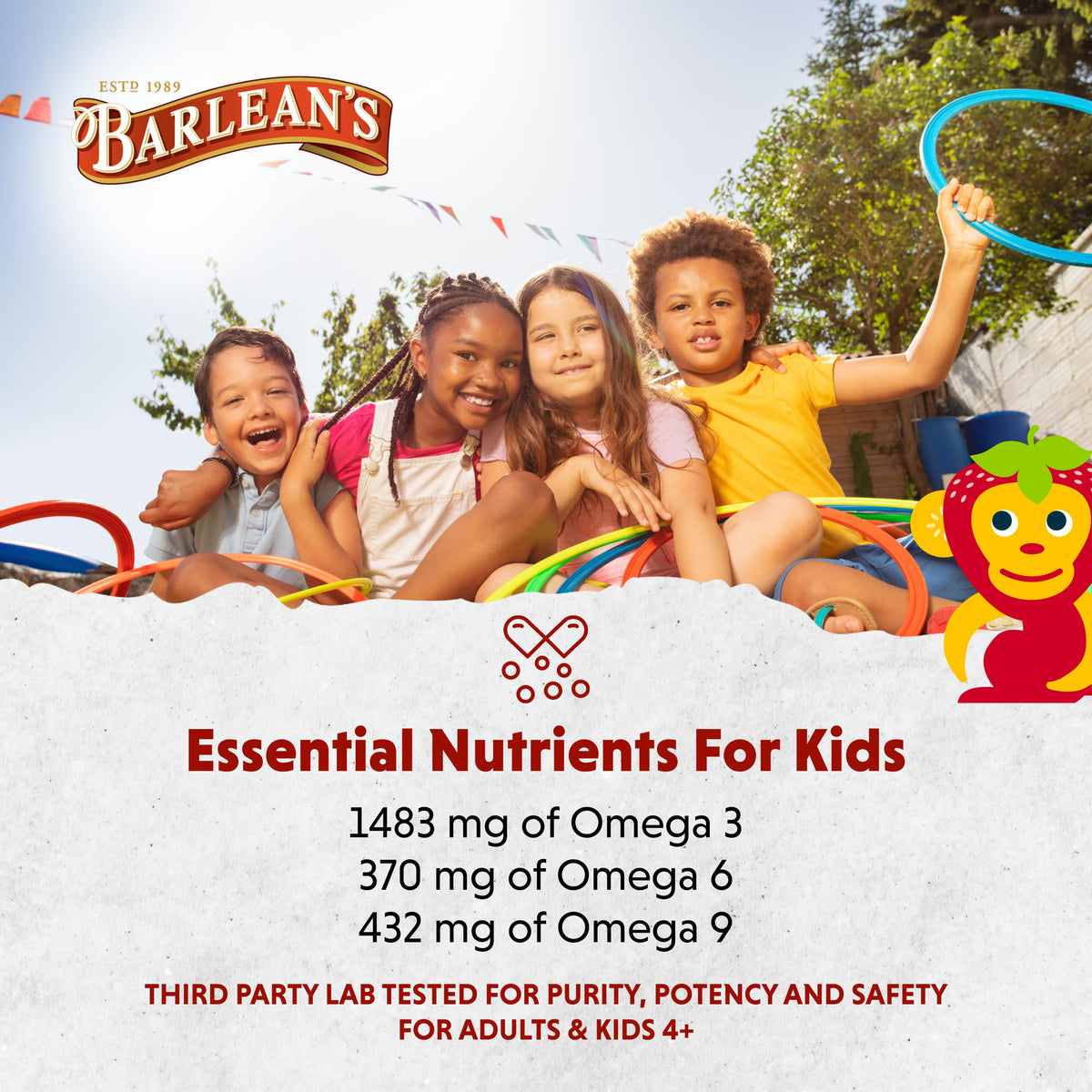 Barlean's Omega Pals Kids Omega-3 8oz versé dans un smoothie