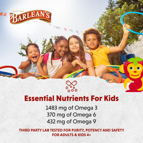 Barlean's Omega Pals Kids Omega-3 8oz versé dans un smoothie