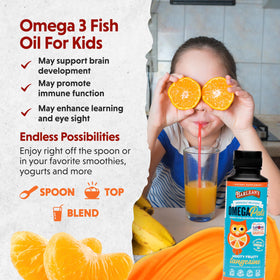 Barlean's Omega Pals Omega-3 Tangerine 8oz with spoon