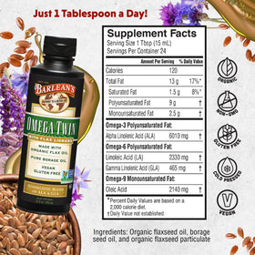 Barlean's Omega Twin étiquette avec informations nutritionnelles