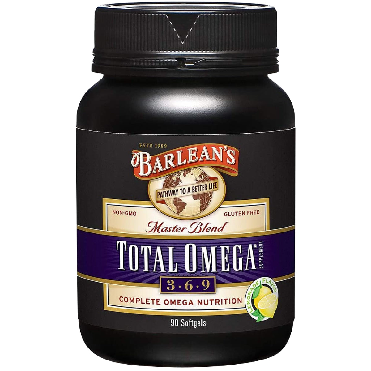 Barlean's Total Omega 3-6-9 capsules 90ct avec emballage