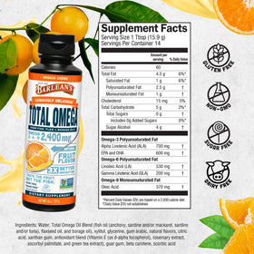Barlean's Total Omega 3 6 9 Crème d'Orange 2400 mg avec un bol de yaourt
