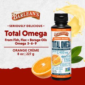 Barlean's Total Omega 3 6 9 Crème d'Orange 2400 mg étiquette détaillée