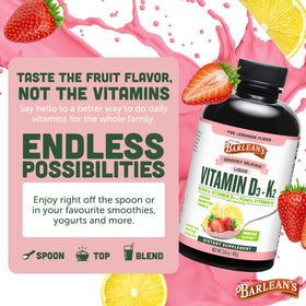 Barlean's Vitamine D3 + K2 en utilisation dans un smoothie