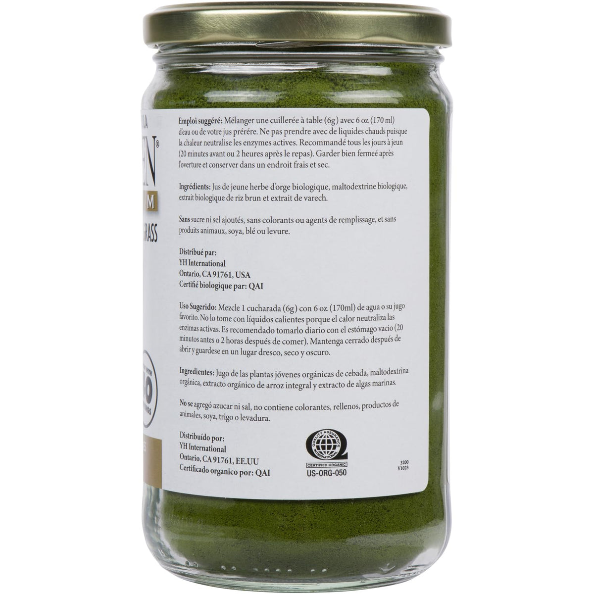 BARLEYGREEN Poudre de Jus de Herbe d'Orge Bio 240g dans un verre