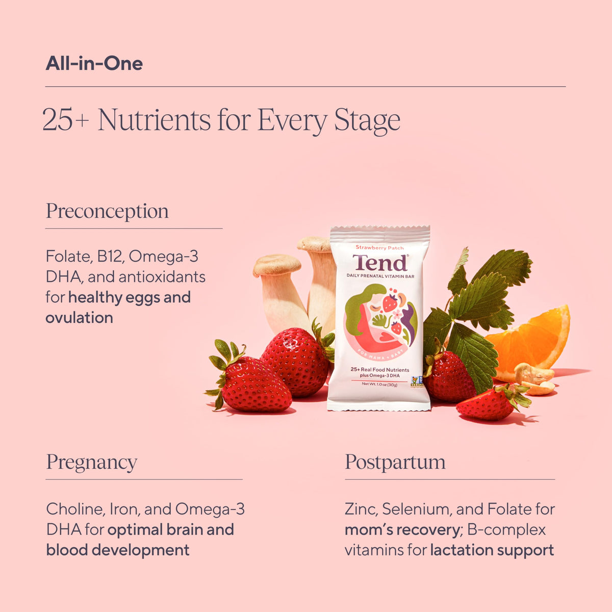 Barre de vitamine prénatale Tend ouverte montrant la texture moelleuse