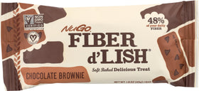 Barre NuGo Fiber d'Lish brownie avec des grains et graines