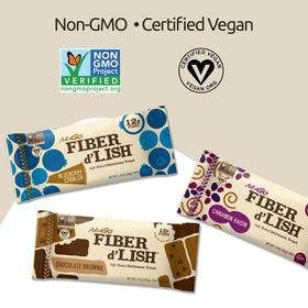 Barres NuGo Fiber d'Lish dans un bol sur une table
