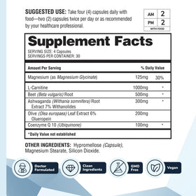 Barton Nutrition HealthyHeart Support+ avec ingrédients sur l'étiquette