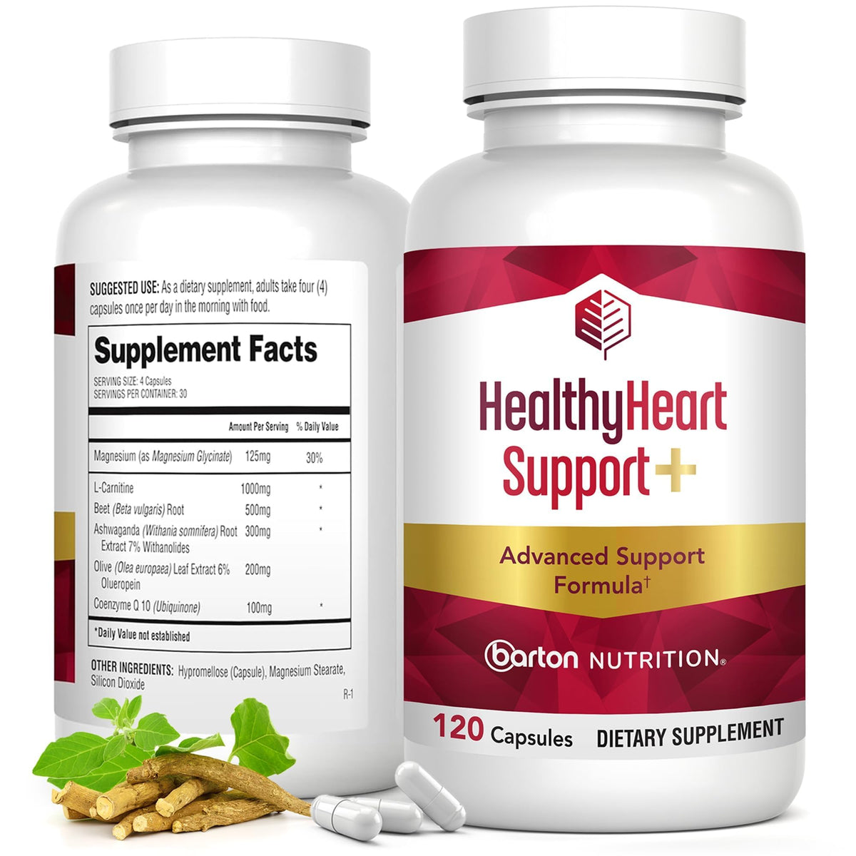 Barton Nutrition HealthyHeart Support+ vue avant avec étiquette