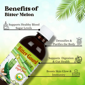 BASIC AYURVEDA Jus de Karela 480ml en verre sur table