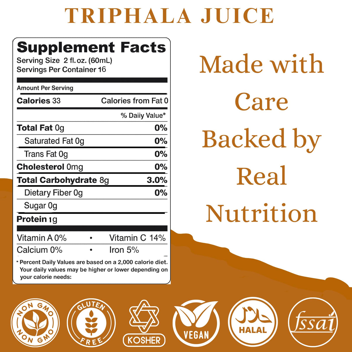 BASIC AYURVEDA Jus de Triphala 480ml étiquette et ingrédients