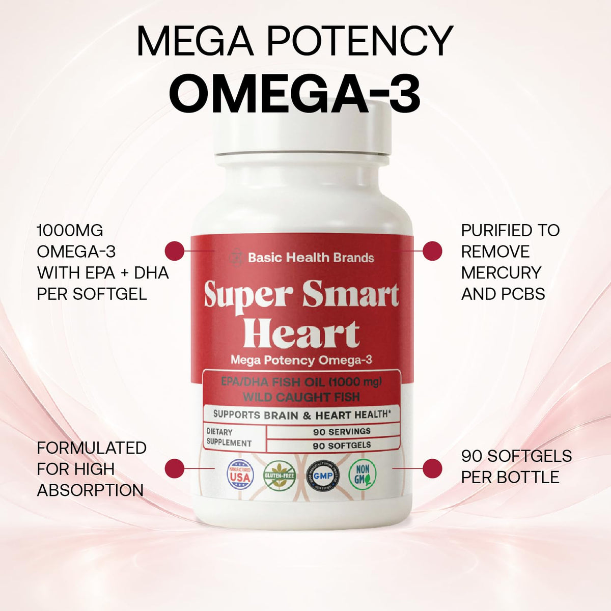 Basic Brands Huile de Poisson Oméga-3 1000 mg gélule ouverte montrant l'intérieur