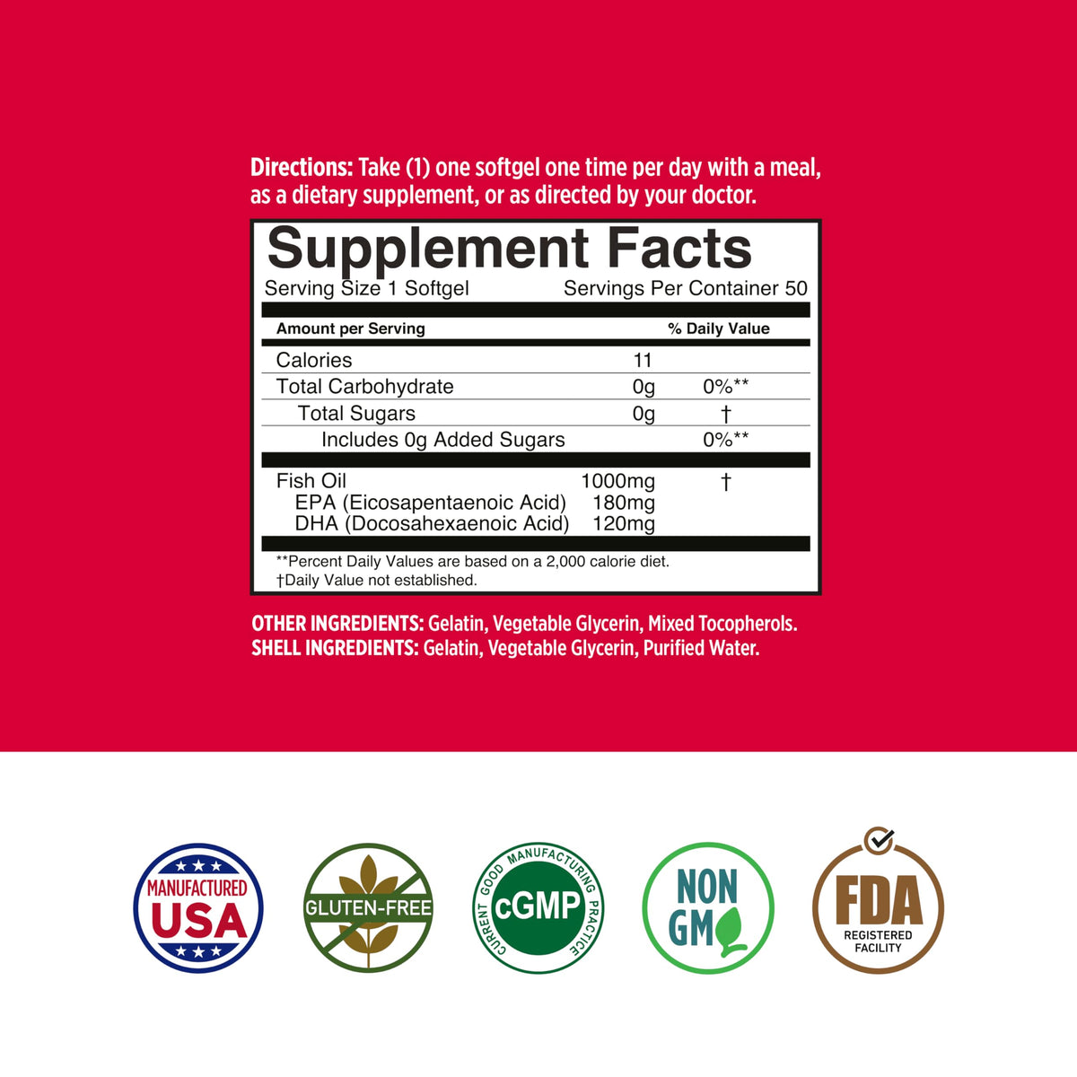 Basic Brands Huile de Poisson Omega-3 1000 mg gélules avec un verre d'eau