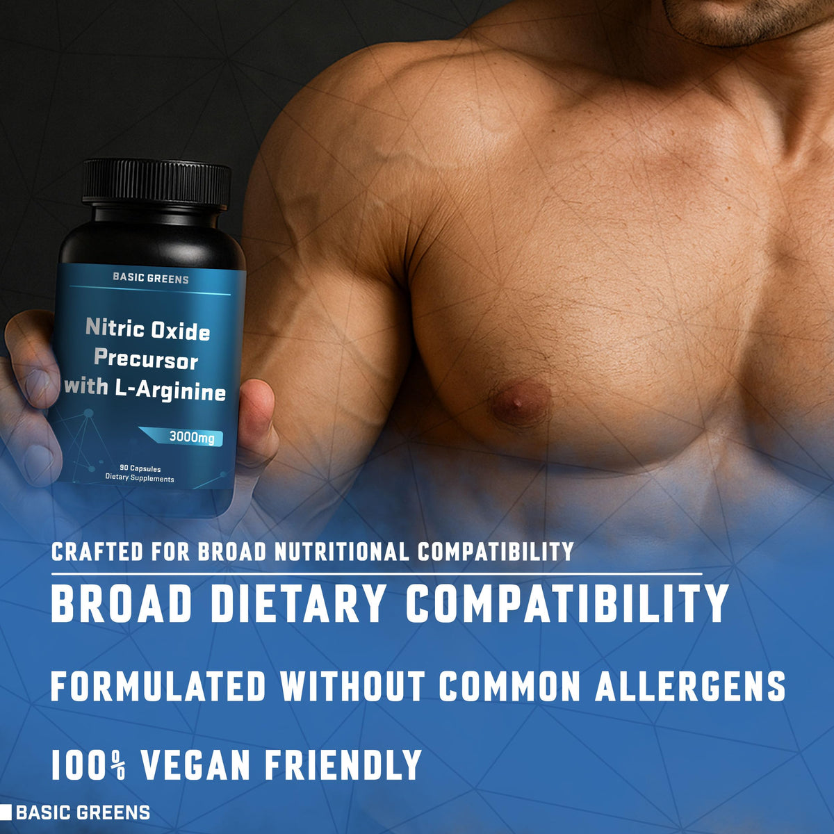 BASIC GREENS L-Arginine 3000mg capsules dans un environnement sportif