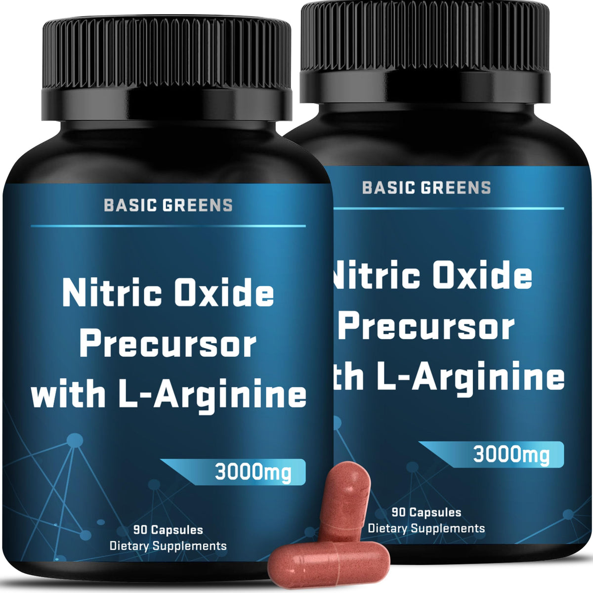 BASIC GREENS L-Arginine 3000mg capsules véganes en boîte