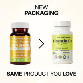 Basic Organics Vitamine D3 5000 IU boîte avec 240 gélules