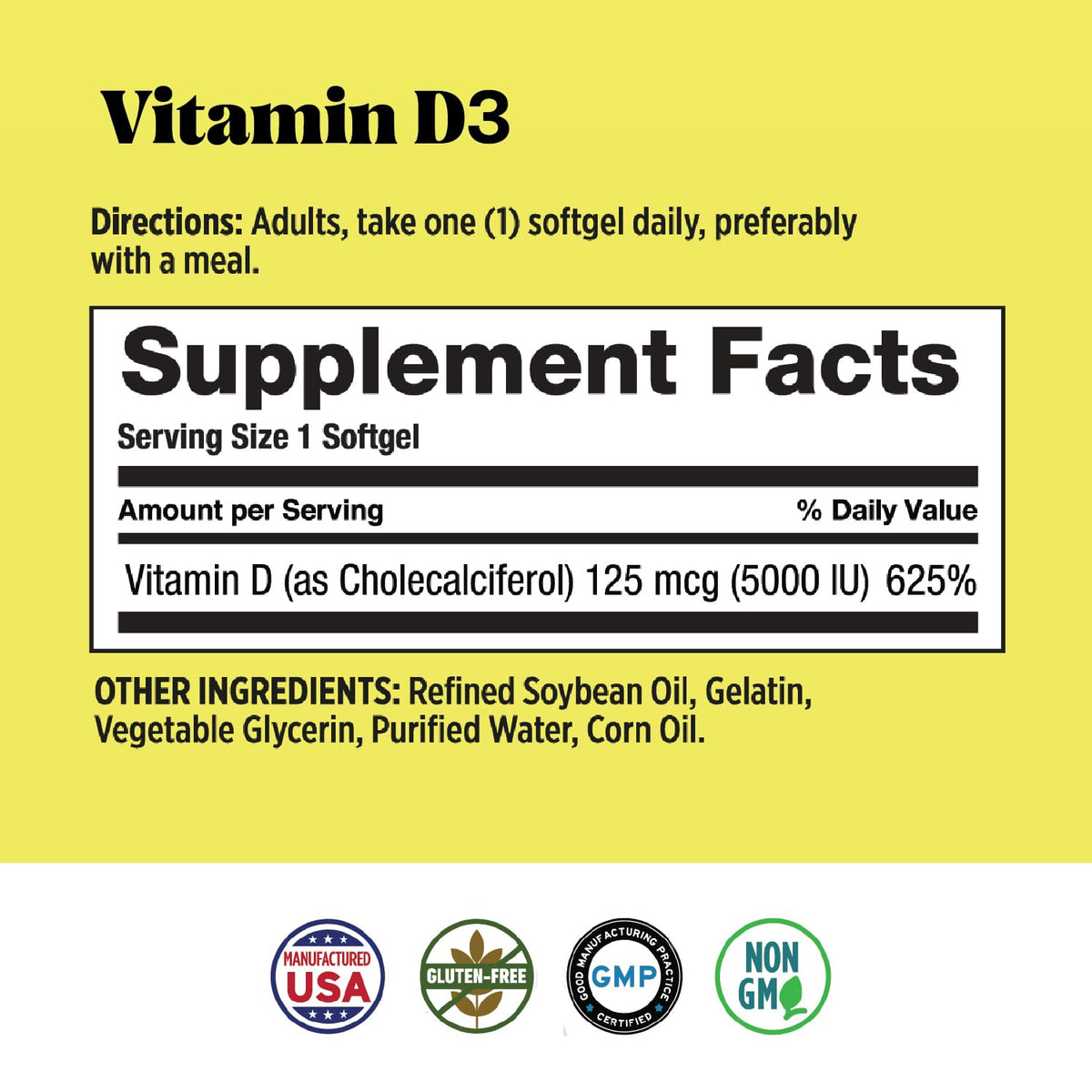 Basic Organics Vitamine D3 5000 IU gélules avec un verre d'eau