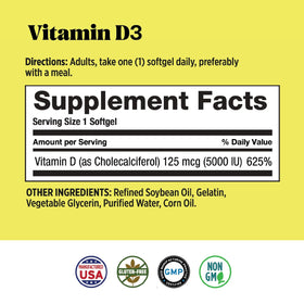Basic Organics Vitamine D3 5000 IU gélules avec un verre d'eau