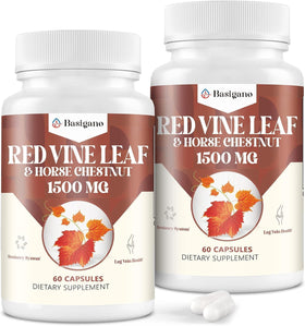Basigano capsules d'extraits de feuille de vigne rouge et de marronier vue de face