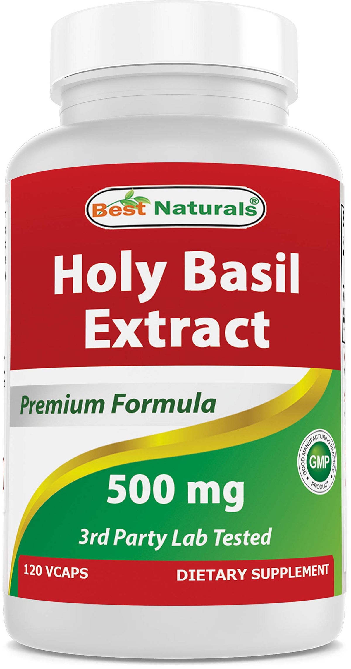 Basilic Sacré Best Naturals 500 mg 120 capsules végétariennes vue de face