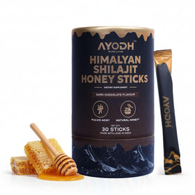 Bâtonnet de miel Shilajit Himalayen au chocolat noir, emballage avant