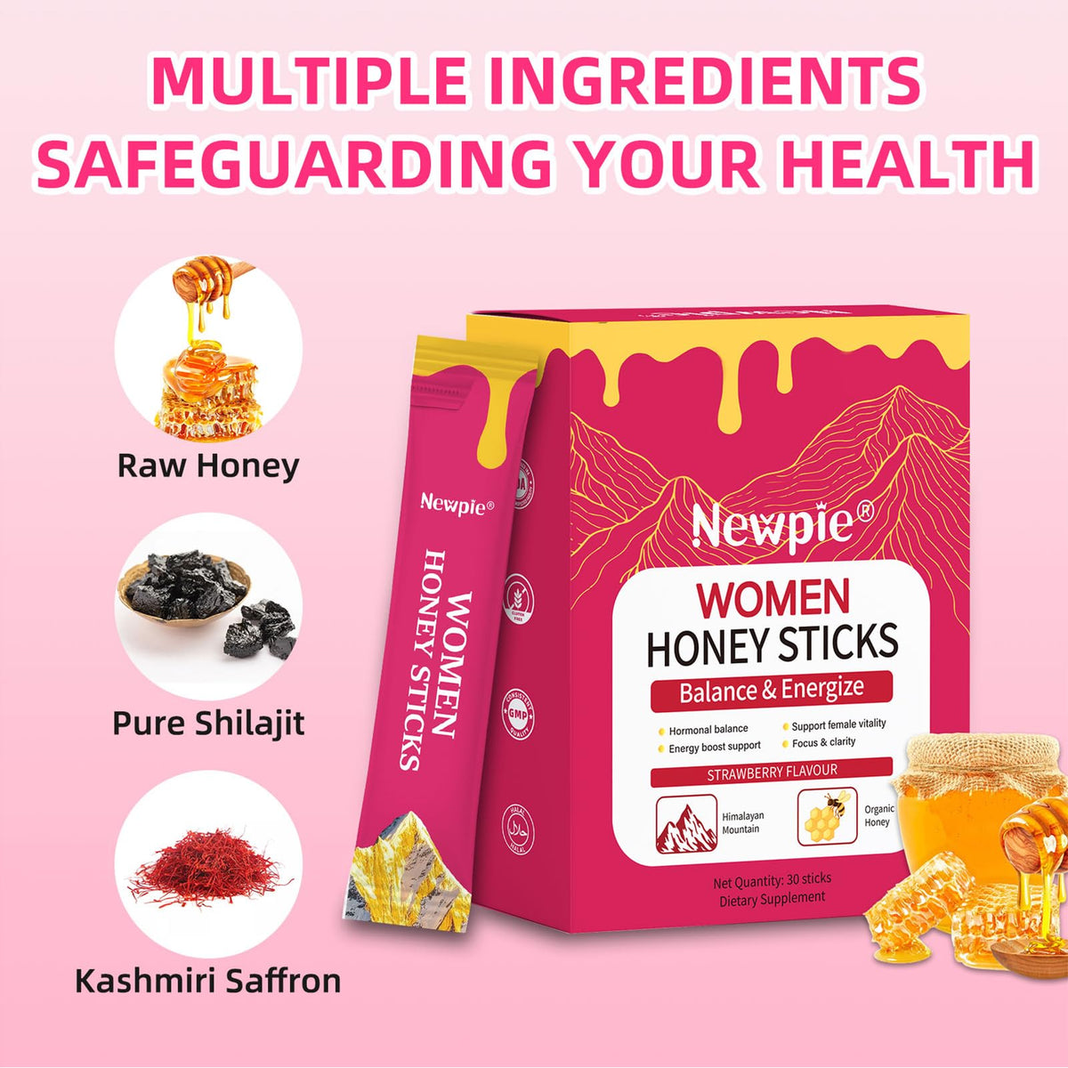 Bâtonnet de miel Shilajit ouvert montrant le contenu