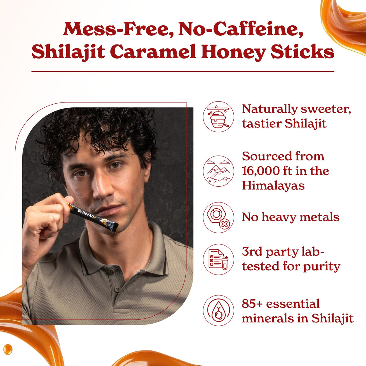 Bâtonnets Better Alt Shilajit avec une cuillère en bois