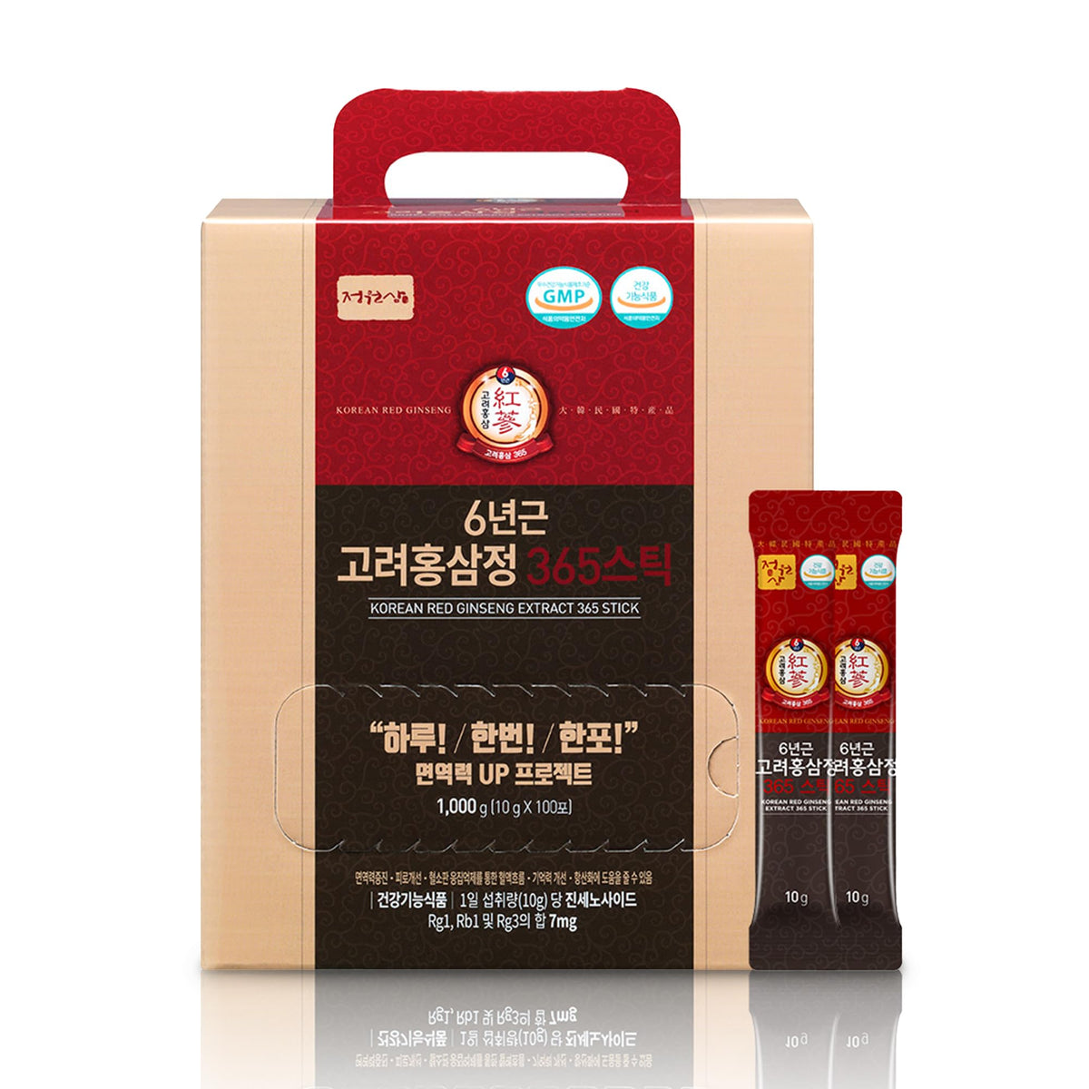 Bâtonnets de ginseng rouge coréen JUNGWONSAM en emballage individuel