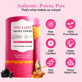 Bâtonnets de miel shilajit Blumskin avec verre d'eau