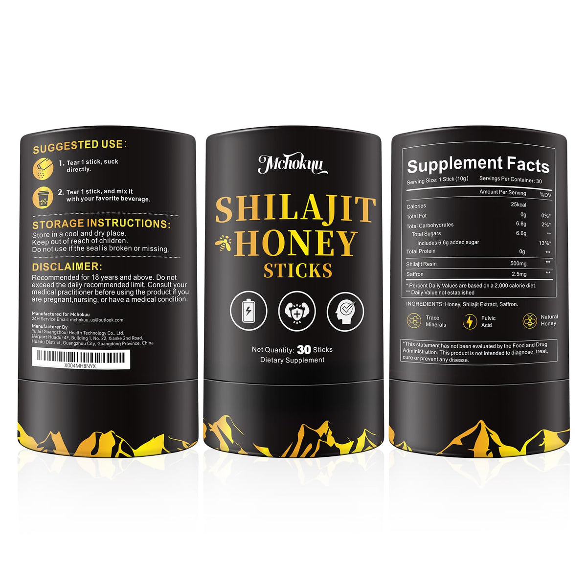 Bâtonnets de miel Shilajit Mchokuu avec des ingrédients naturels