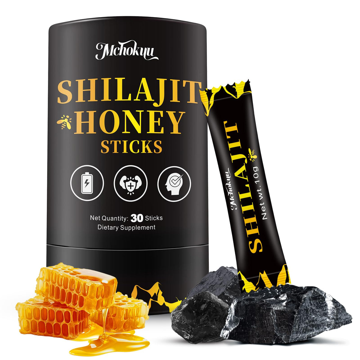 Bâtonnets de miel Shilajit Mchokuu, paquet de 30 unités