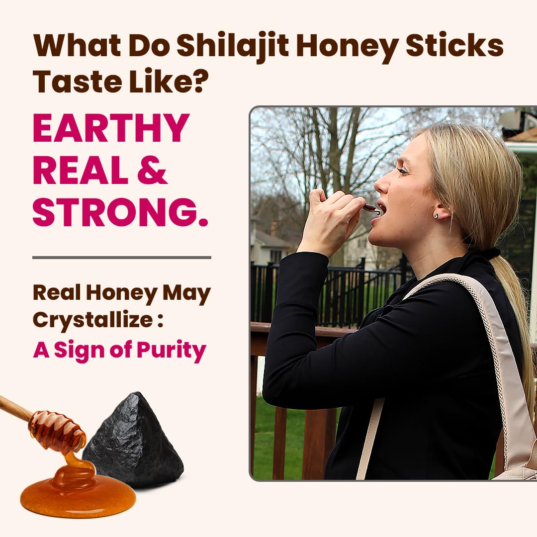 Bâtonnets de miel Shilajit Natruveda, arrière de l'emballage
